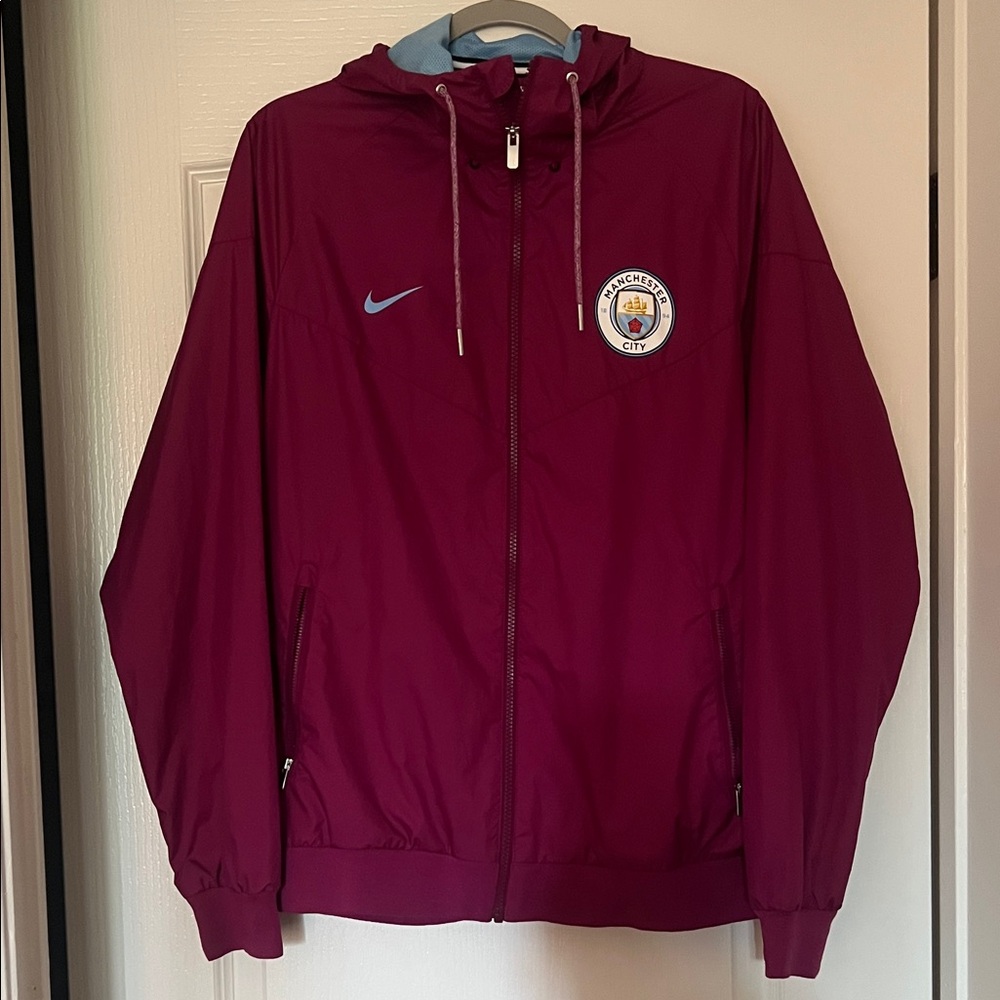 Nike Manchester City Maroon and Light Blue Windbreaker